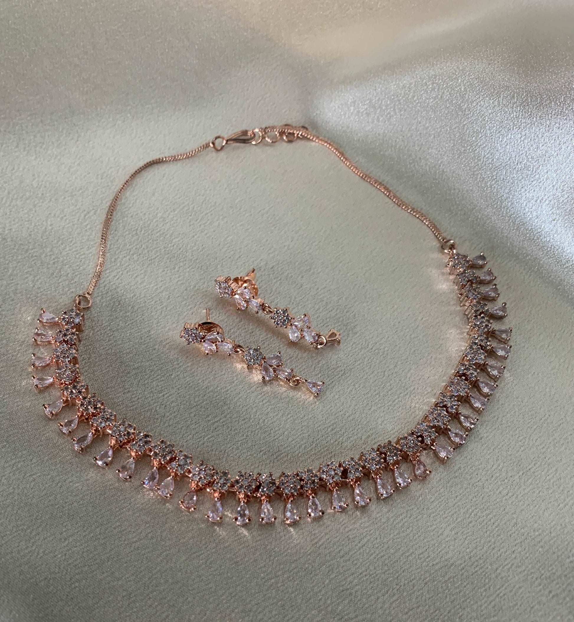 Fiza| American Diamond  Necklace | Rose Gold