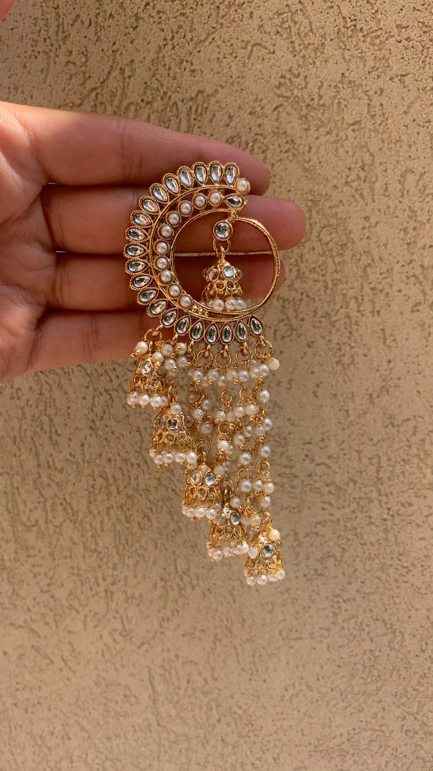 Golden Pearl Jhumka