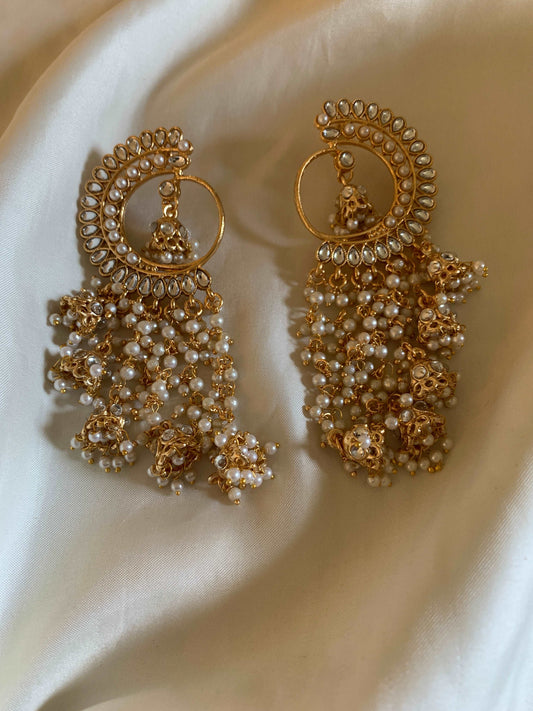 Golden Pearl Jhumka