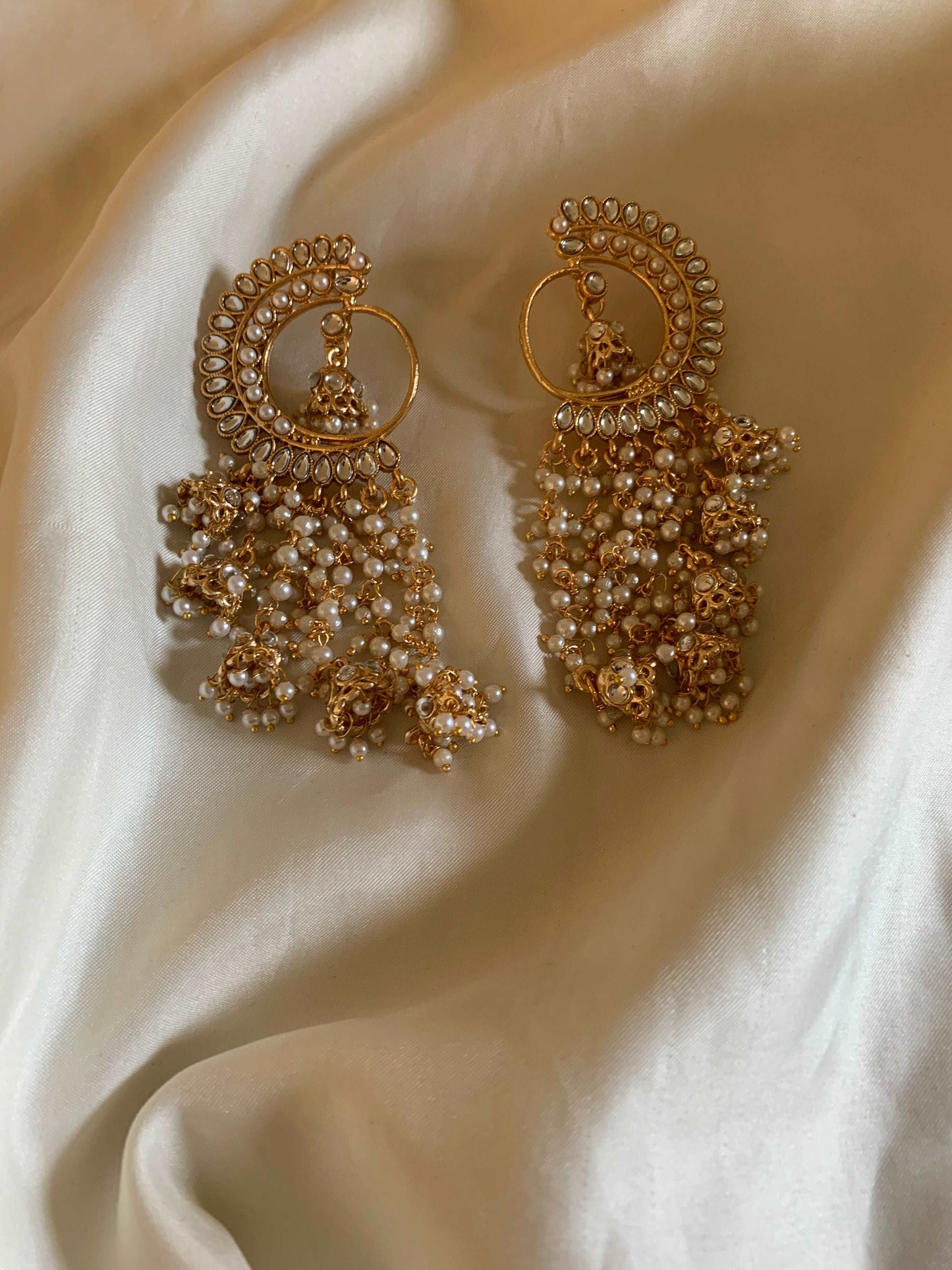 Golden Pearl Jhumka