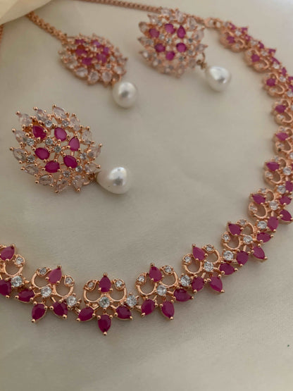 American Diamond Necklace | Tikka set