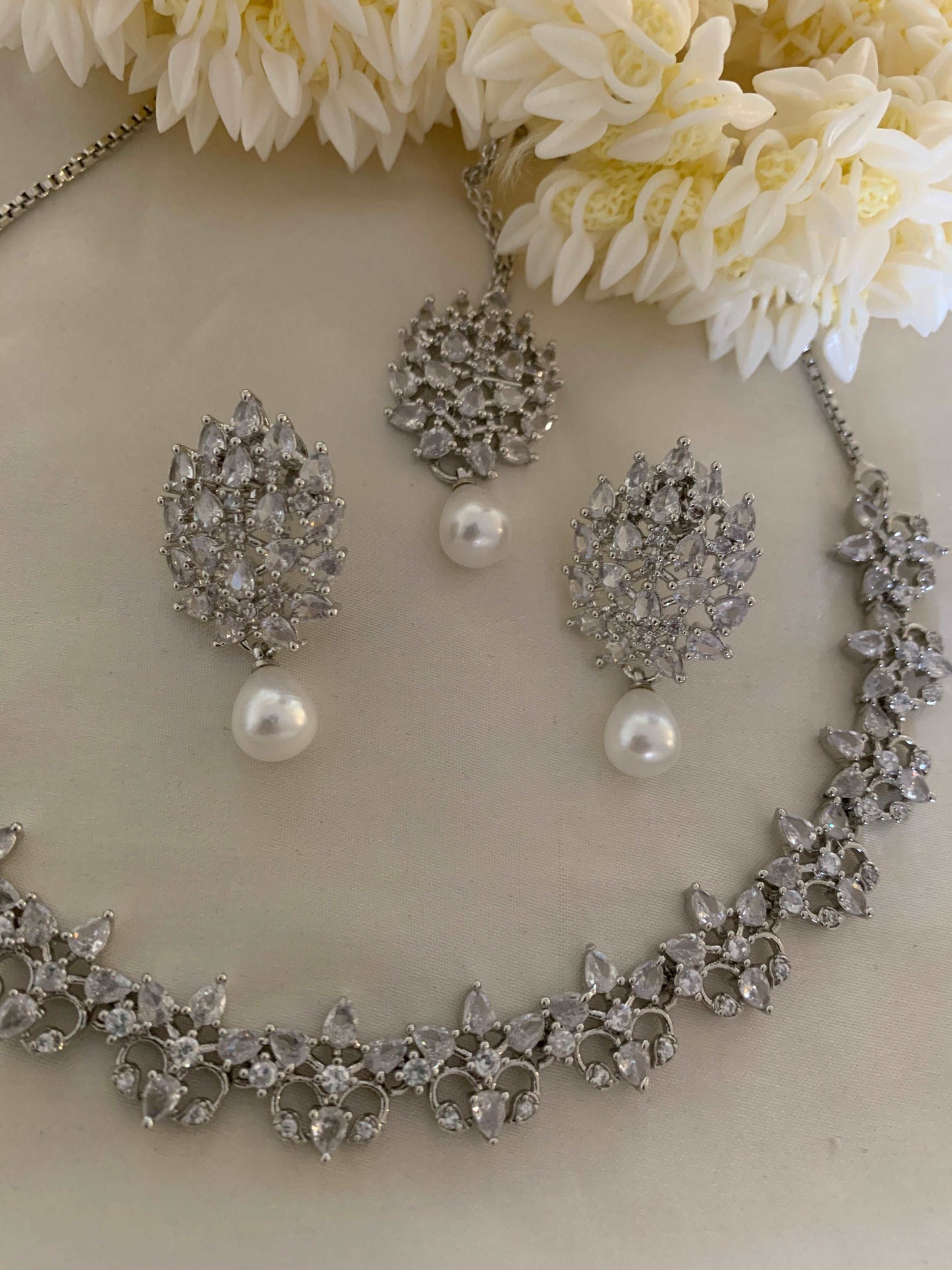 American Diamond Necklace | Tikka set