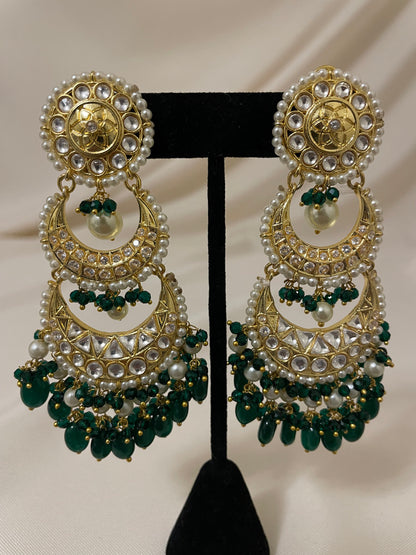 Farah Green Pearl Earrings