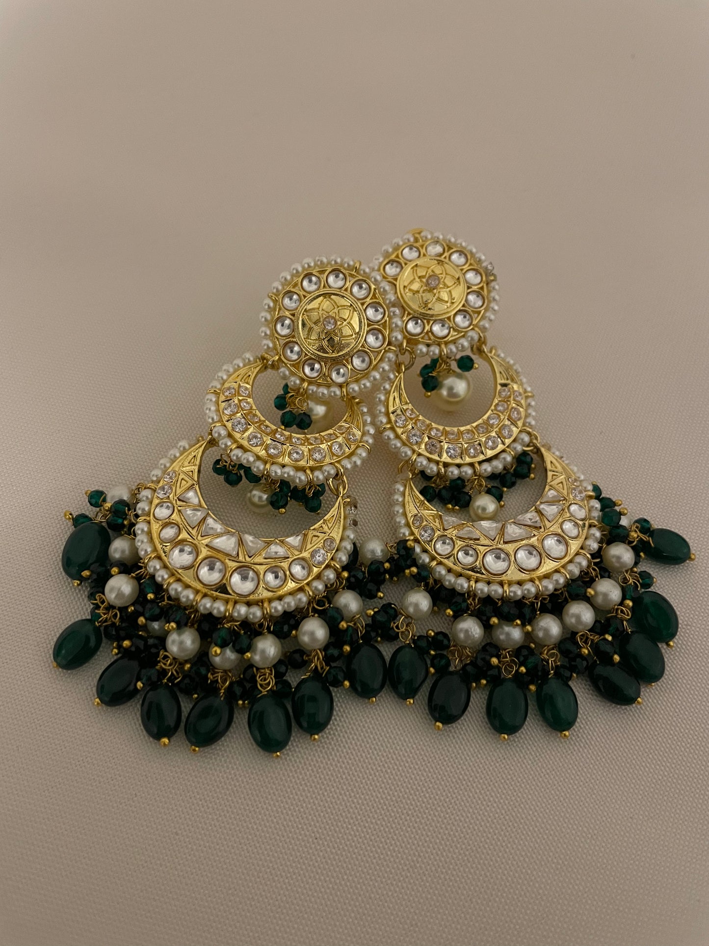 Farah Green Pearl Earrings