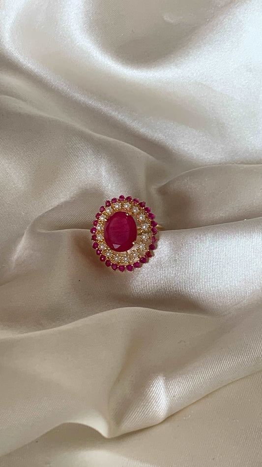 Freshwater Pearl Ring In Ruby