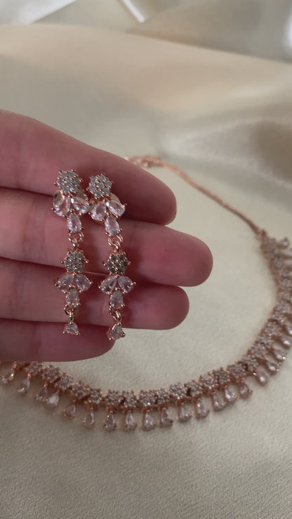 Fiza| American Diamond  Necklace | Rose Gold