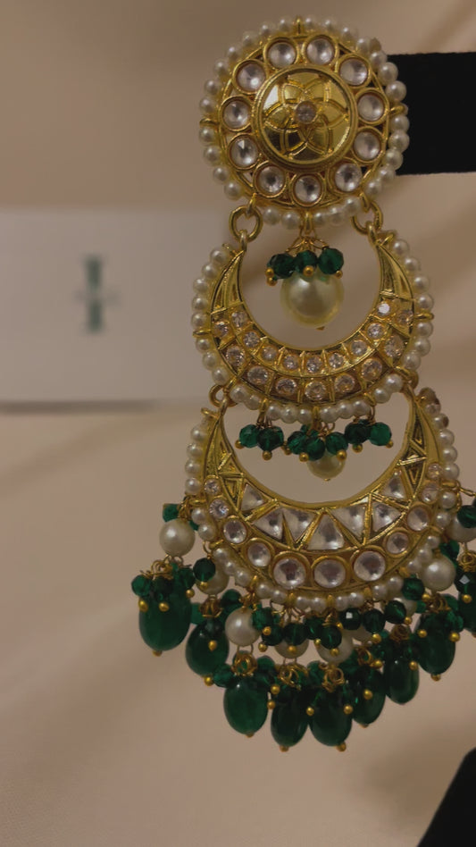 Farah Green Pearl Earrings