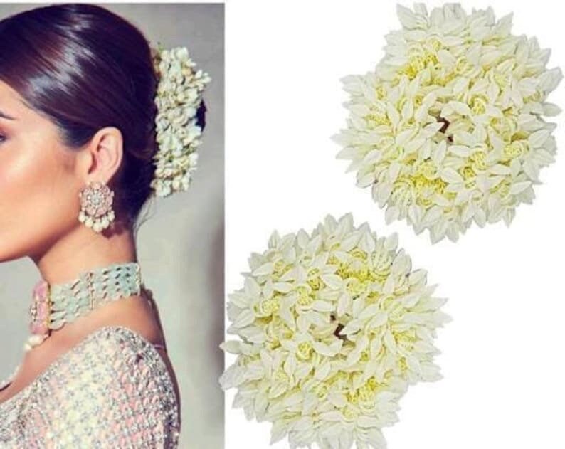 Artificial hair Gajra|Gajra Scrunchie | Gajra Hair Band|  Jasmine Flower Hair Tie| Henna gajra| Maiyon Gajra |Artificial jasmine Wrist Gajra